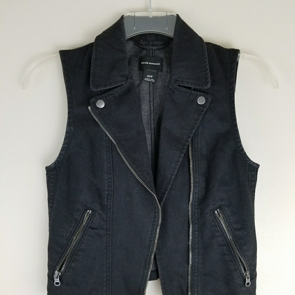 black denim club vest